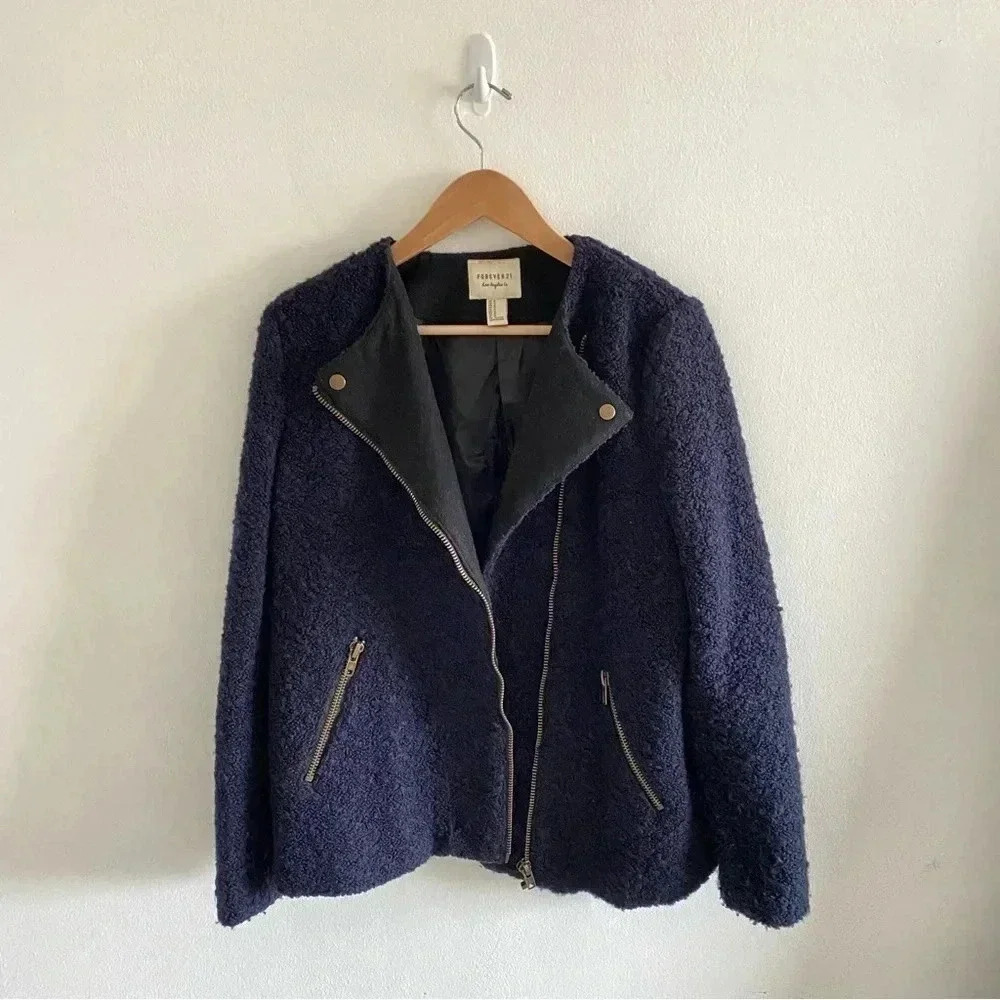 FOREVER 21‎ Zipper Boucle Moto Military structured Jacket coat - Picture 2 of 7